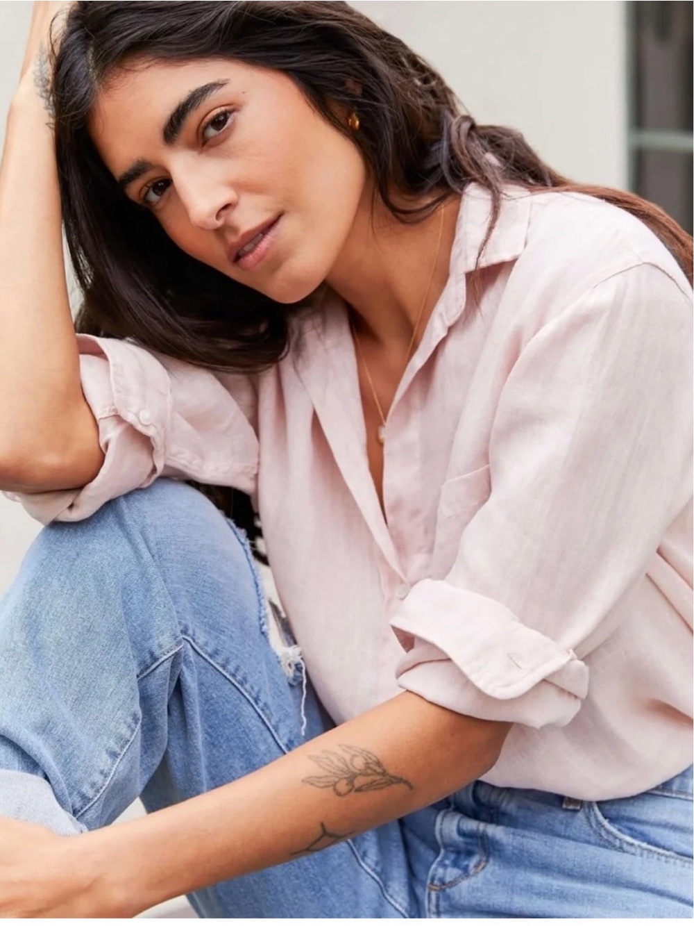 Grayson Light Pink Women's Linen Button-Up Shirt - Classic Relaxed Fit